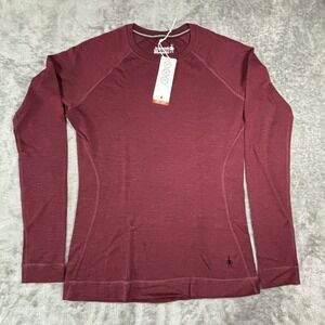 Smartwool 100% Merino wool Base Layer crew Top Burgundy Heather Women Medium NWT